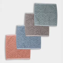 MiArcus Kids 4-Pcs Fan Pattern & Striped Pure Cotton Knitted Subtle Trim Hand Towel-27