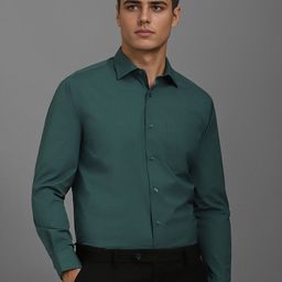 Louis Philippe Men Classic FitSpread Collar Solid Cotton Formal Shirt-image-47