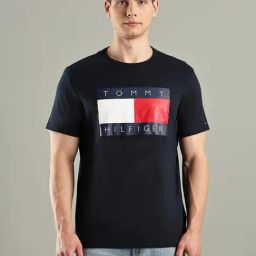TOMMY HILFIGER Navy Cotton Regular Fit Logo T-Shirt-image-23