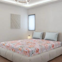 Monte Carlo Edmond Multicolor Polyester Printed 130 GSM King Bedsheet with 2 x Pillow Covers-image-57
