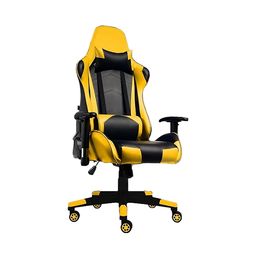 Rose Up High Back Gaming Chair with Lumbar Support and Adjustable Backrest, Yellow and Black, RGC002-17