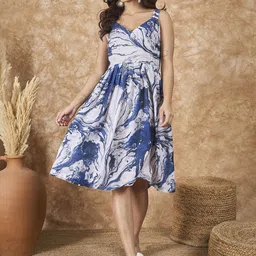 InWeave Women Printed Shoulder Straps Fit & Flare Dress-image-20