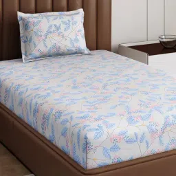 Monte Carlo Pixel Light Blue Polyester Printed 120 GSM Single Bedsheet with 1 x Pillow Cover-picture-9