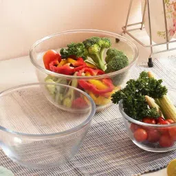 Femora Transparent Borosilicate Glass Mixing Bowls (2100 ml, 700 ml & 2650 ml) - Set of 3-19