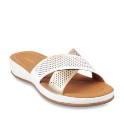 Mochi Women's White Cross Strap Wedges-image-43