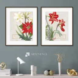 ARTE'VENUE Joyful Tidings on Wood Red & Beige Paper Wall Arts - Set of 2 (13 X 16 inch Each)-17