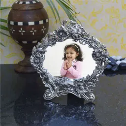 eCraftIndia Antique White Metal Photo frame-24
