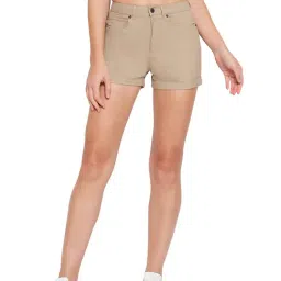 Hypernation Khaki High Rise Shorts-picture-19