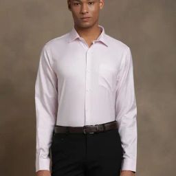 Turtle Light Pink Cotton Slim Fit Self Design Shirt-picture-6