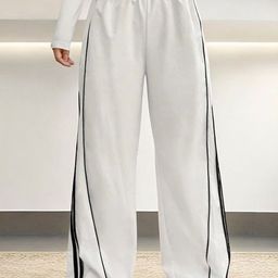 SAAHASAM Women Relaxed Loose Fit Side Stripes Trouser-image-61