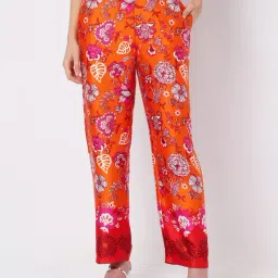 Vero Moda Orange Floral Print High Rise Pants-image-95