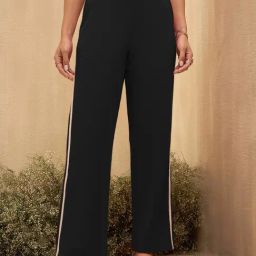 Rare Women Black Colour Solid Regular Trousers-image-122