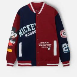 Nap Chief Unisex Red Cotton Color Block Varsity Jacket-image-8