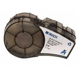 BRADY Continuous Label Roll Cartridge 3/4 inch x 16 ft Black & White, 3PXW5-75