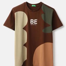 United Colors of Benetton Girls Brown Cotton Printed T-Shirt-image-44