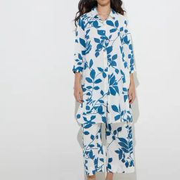 Utsa by Westside Blue Floral Printed A-Line Kurta-image-47
