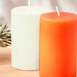 PEEPALCOMM White & Red 2 Pieces Pillar Candle image 4