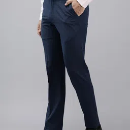 Van Heusen Men Slim Fit Geometric Self Design Formal Trousers-image-3