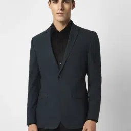 Van Heusen Black Slim Fit Textured Blazer-image-30