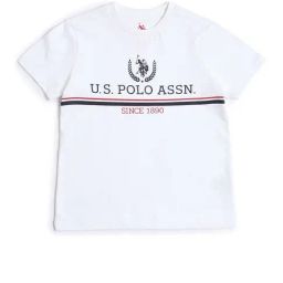 US Polo Kids Boys White Cotton Printed T-Shirt-image-93