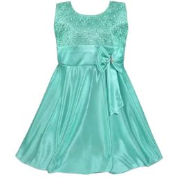 Wish Karo Girls Sea Green Embroidered Party Dress-image-35