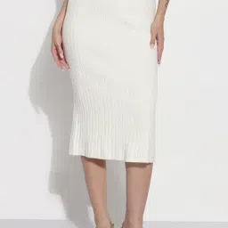 SHOWOFFFF Cream Solid Skirt-image-36