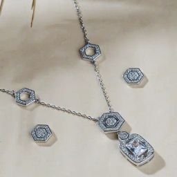 Touch925 925 Silver Elegant Geometry Necklace & Earrings Sets-image-44