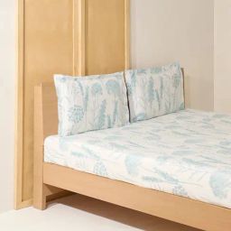 Westside Home Aqua Floral King Bed Flat Sheet and Pillowcase Set-image-50