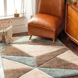 CARPETIFY Green Geometric Anti-Skid Polyester Carpet-image-82