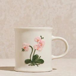 Westside Home Off-White Floral Embossed Mug-image-53