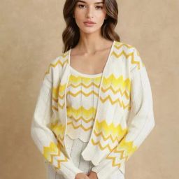RAREISM Yellow Cotton Solid Long Sleeves Shrug-picture-25