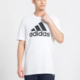 adidas Essentials White Regular Fit Logo Print Sports T-Shirt-image-20