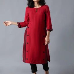 W Red Printed Straight Kurta-picture-21