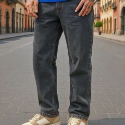 Bewakoof Grey Blended Straight Fit Solid Jeans-image-46
