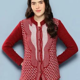Aarika Maroon Wool Woven Design Cardigan-picture-39