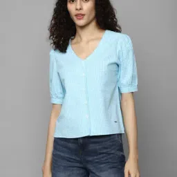 Allen Solly Light Blue Cotton Checks Shirt-image-47