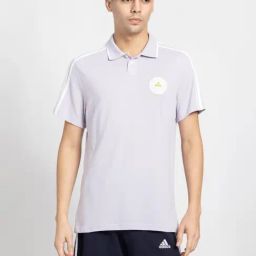 adidas Light Purple Regular Fit Striped Cut pile Sports Polo T-Shirt-image-34