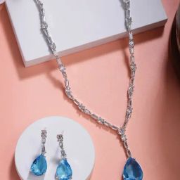 NVR Blue Statement Necklace & Earring Sets-37