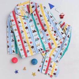 The Magic Wand Kids Multicolor Cotton Printed Full Sleeves Shirt Set-picture-20