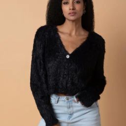 SHOWOFF Black Relaxed Fit Cardigan-image-93
