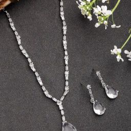 NVR White Statement Necklace & Earring Sets-3