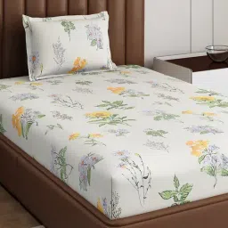 Monte Carlo Pixel Light Green Polyester Printed 120 GSM Single Bedsheet with 1 x Pillow Cover-picture-2