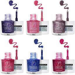 FORFOR Set of 6 Long Lasting Quick Dry Glitter Nail Polish - 5 ml each-7