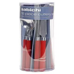 Sabichi 178213-Round Red Elkie Food Grade Stainless Steel Cutlery (Set of 16)-image-94
