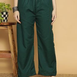 LetsDressUp Women Bottle Green Acrylic Slip-On Wide Leg Palazzos-image-52
