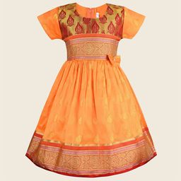 Wish Karo Girls Ethnic Motifs Satin Fit & Flare Maxi Dress-image-42