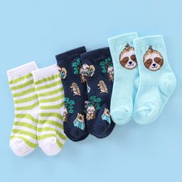 Cute Walk by Babyhug Anti Bacterial Ankle Length Socks Striped Pack Of 3 - Multicolour-image-90