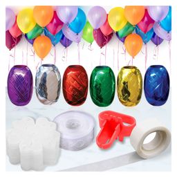 Wobbox Balloon Decorations 200 Sticky Dots, 2 (5M) Garland Tape, 16 Flower Clip, 2 Balloon Knot, 6 Pcs/Lot 5Mm X 10M Ribbon For Party Decorations, Balloon Decoration, Party Decorations Items-image-27