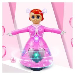 YAMAMA Electric Dancing And Singing Princess Doll Toy With 360 Degree Rotating Universal Wheel Lights And Music For Kids - Multicolor-10