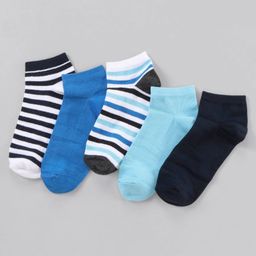 Pine Kids Knit Ankle Length Silvadur Antimicrobial Striped & Solid Color Socks Pack Of 5 ( Color May Vary )-image-87